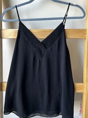 Naked Zebra Black V-Neck Pleated Camisole